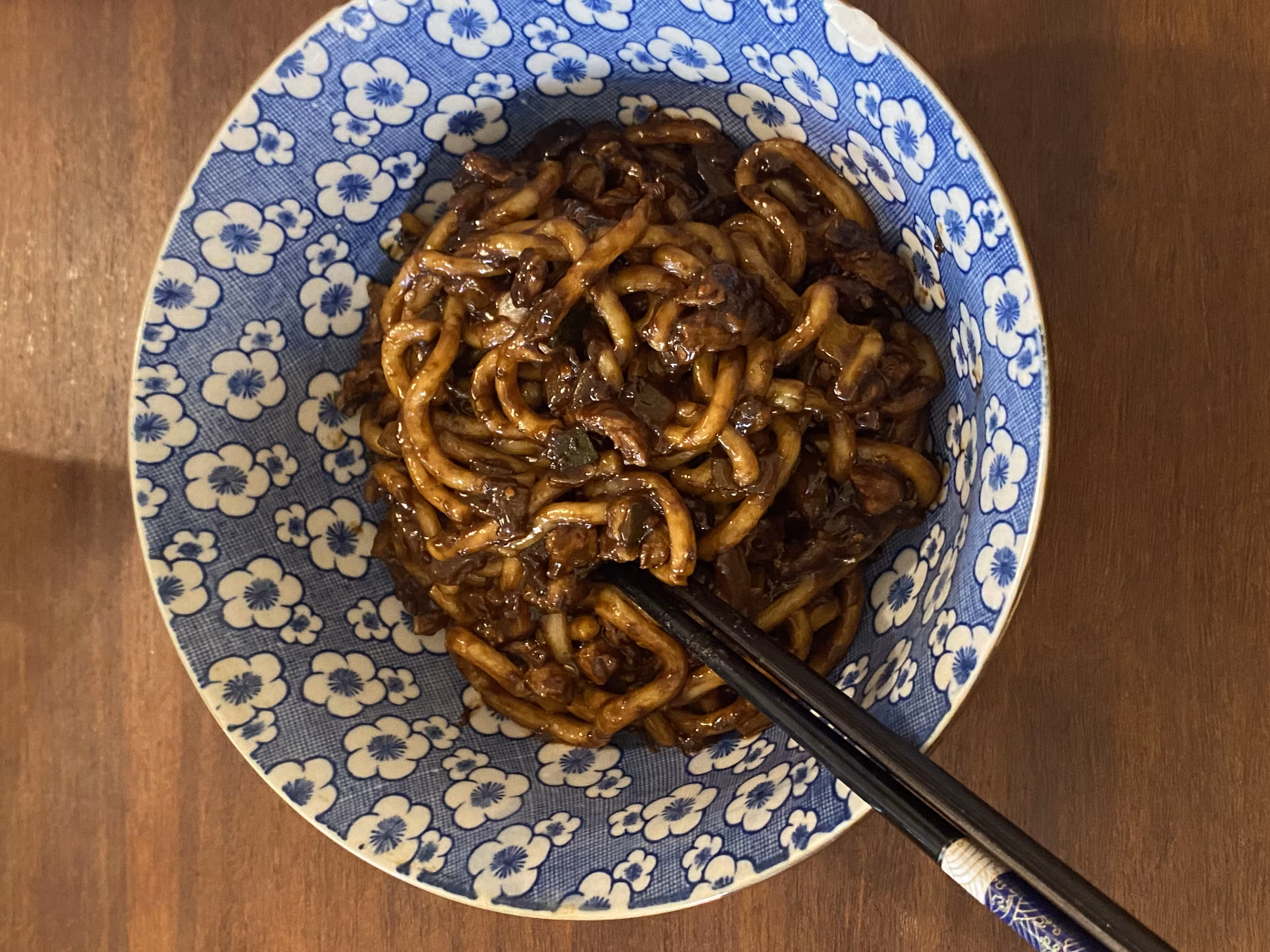 Jajangmyeon noodles in black bean sauce